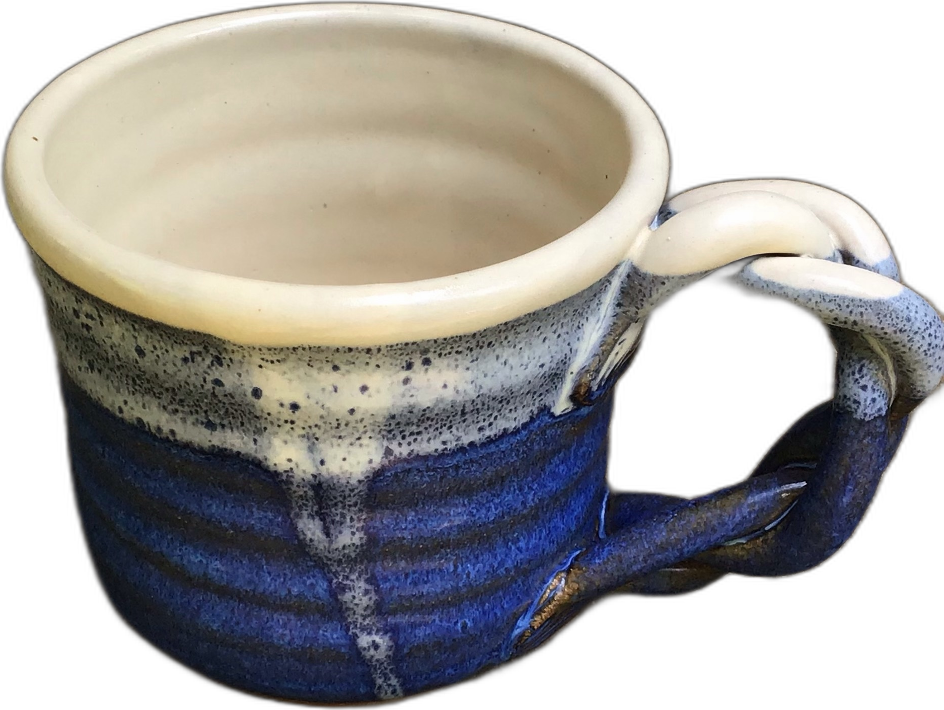 Braided Handle Mug — Blue Ribbed