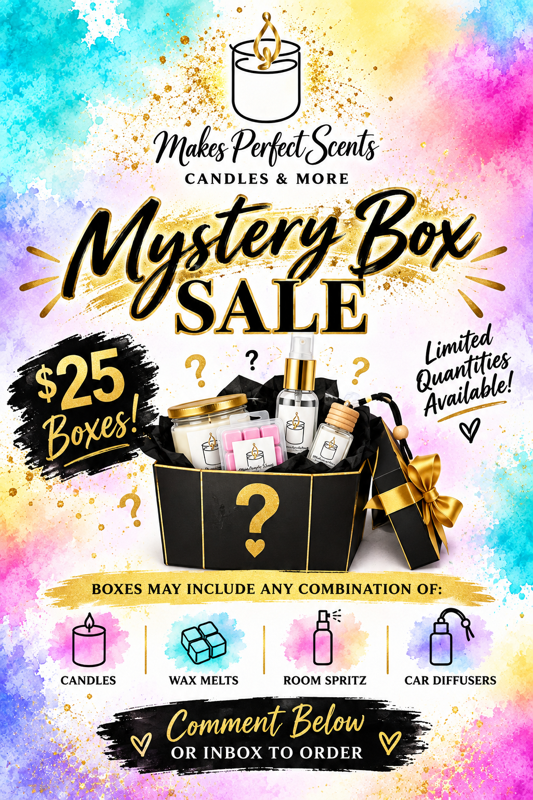 Mystery Box Sale promotional graphic from Makes Perfect Scents