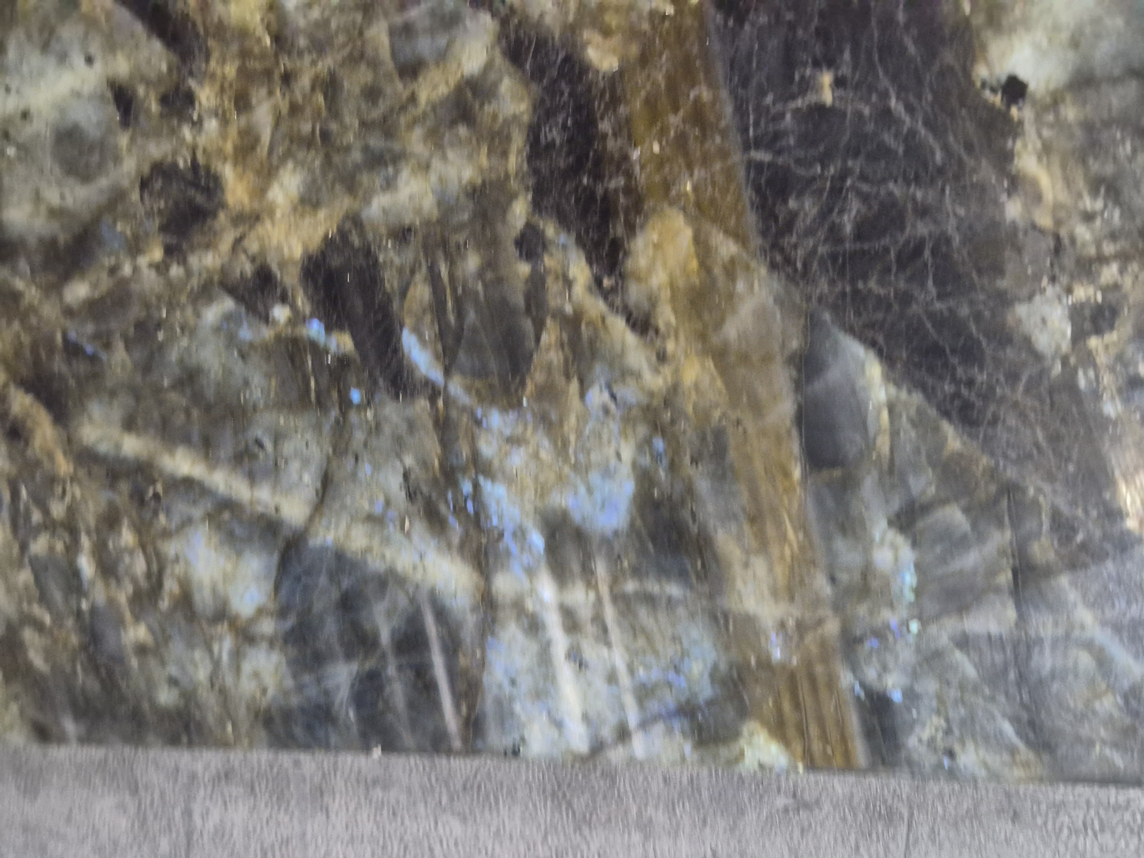 A labradorite slab, dark grey and brown