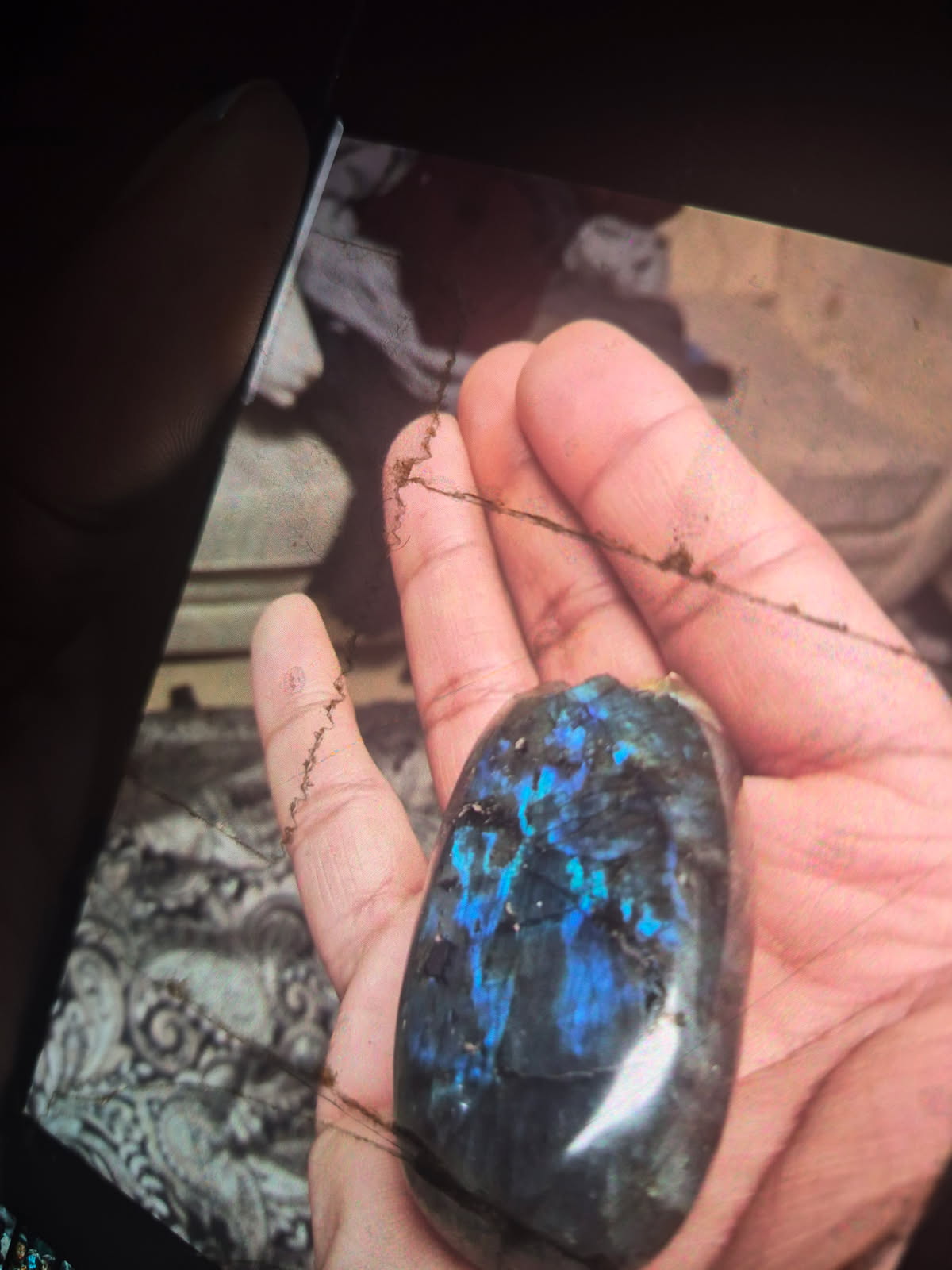 The labradorite at its fullest flash