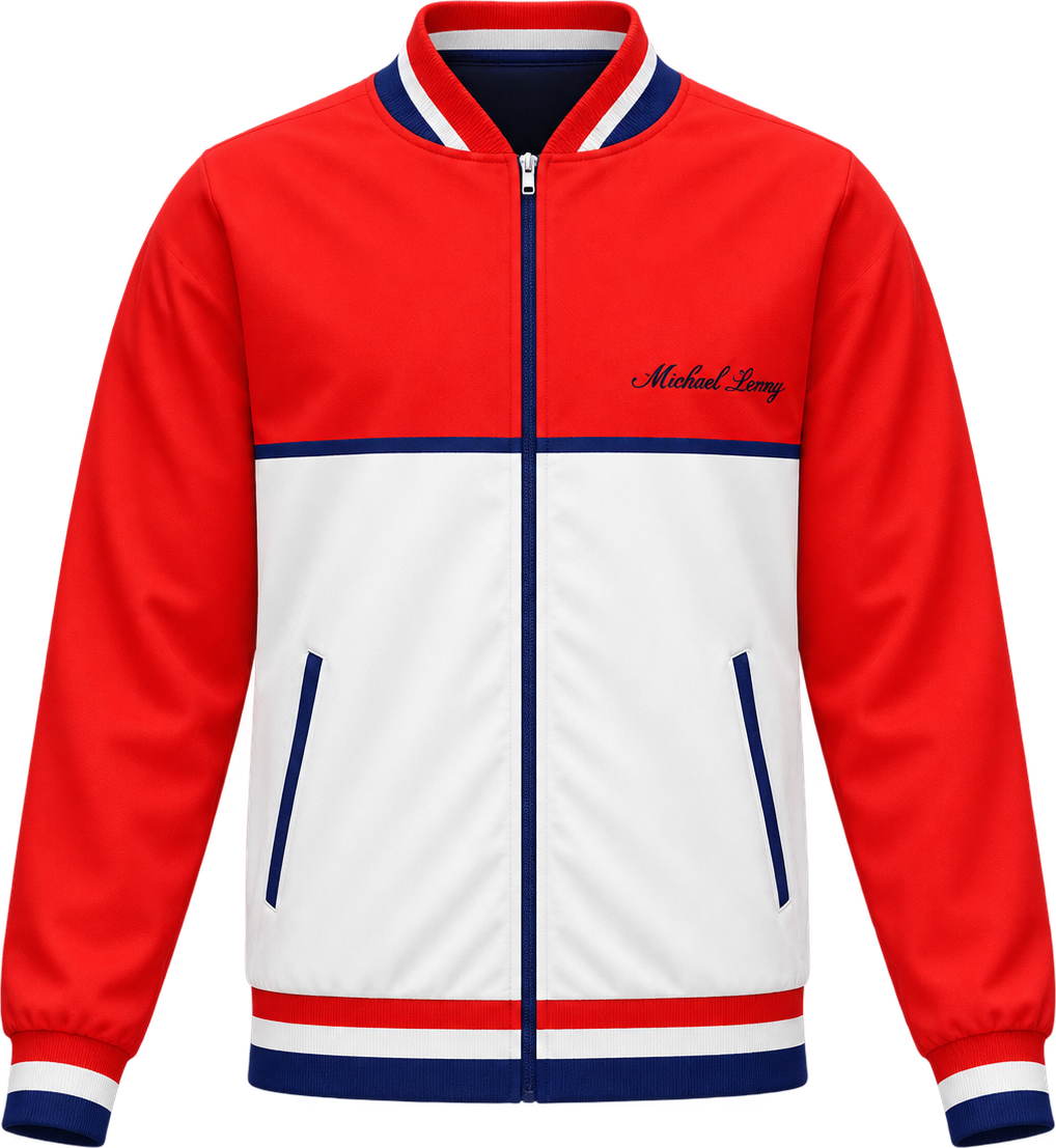 Track Jacket — Crimson & Navy