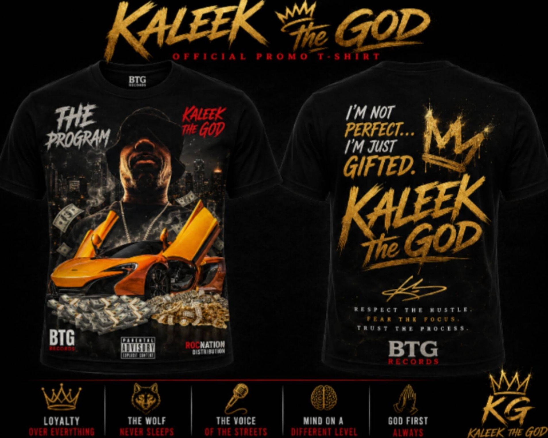 KALEEK the GOD Official Promo T-Shirt front and back