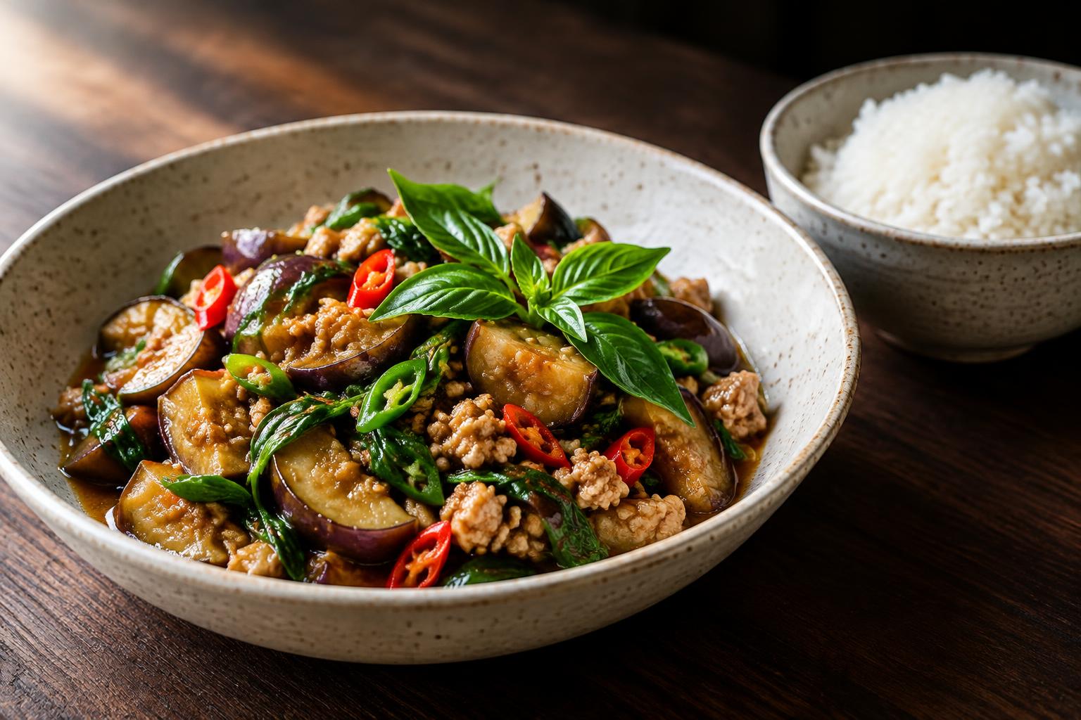 Eggplant Basil Stir Fry