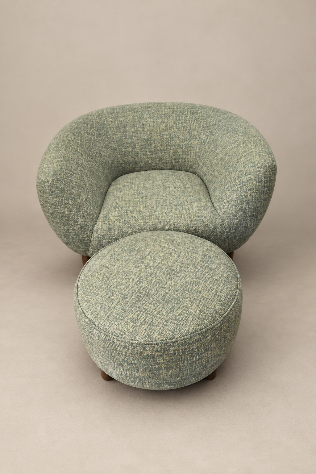 Green Armchair and Ottoman