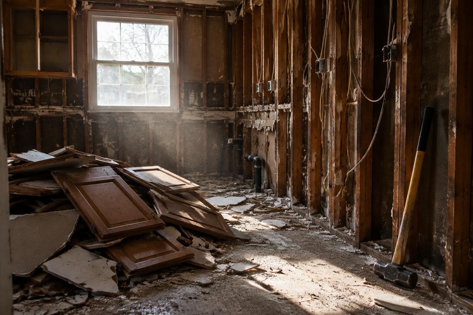 Kitchen stripped for a remodel
