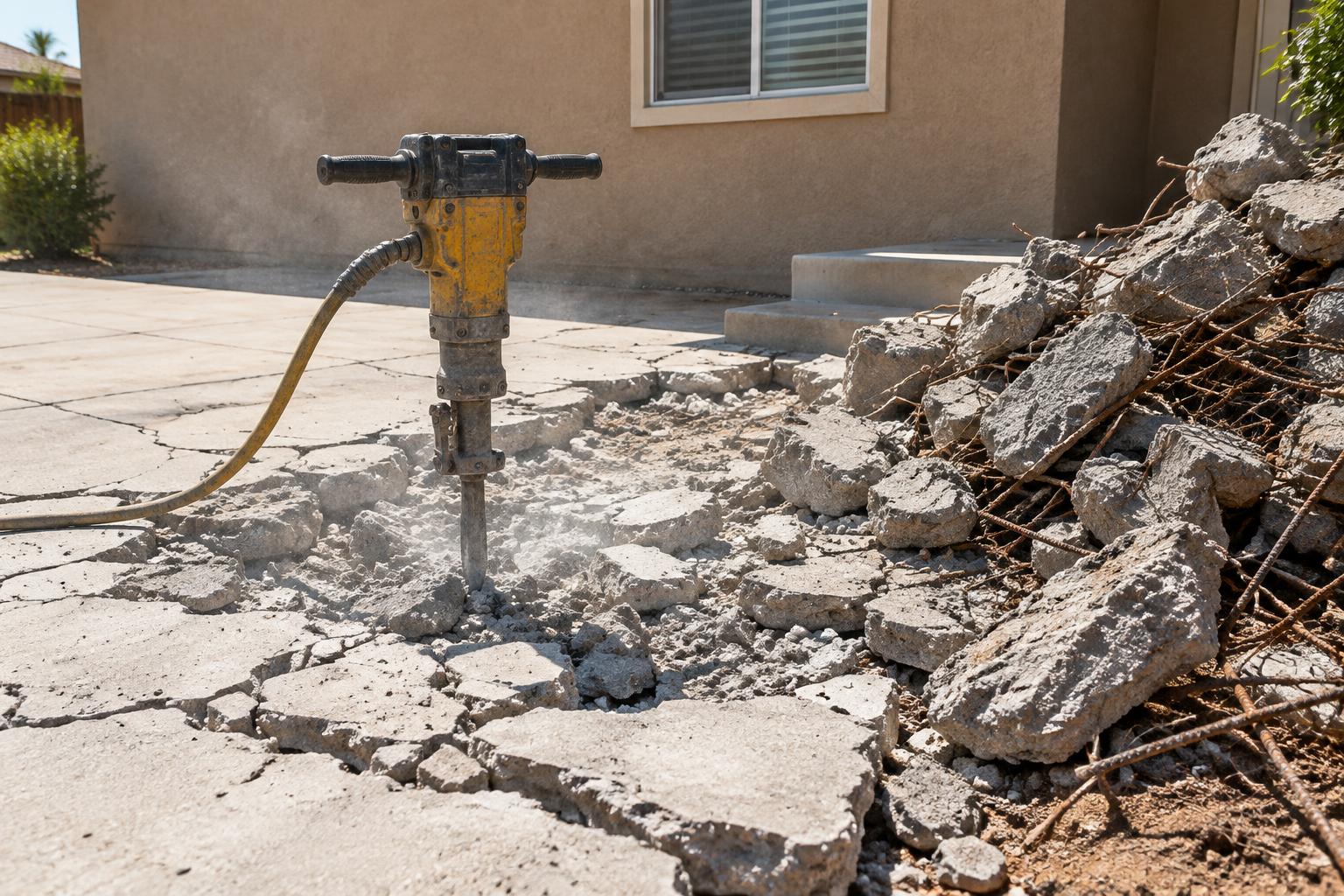 Driveway broken out and hauled off
