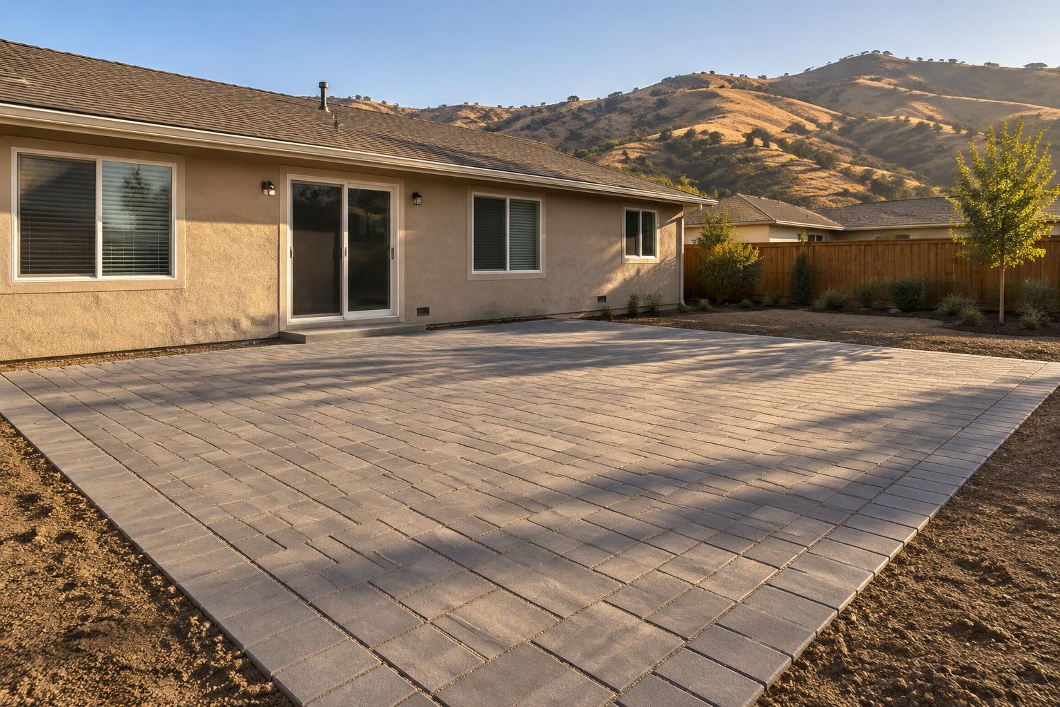 Paver patio with a border course