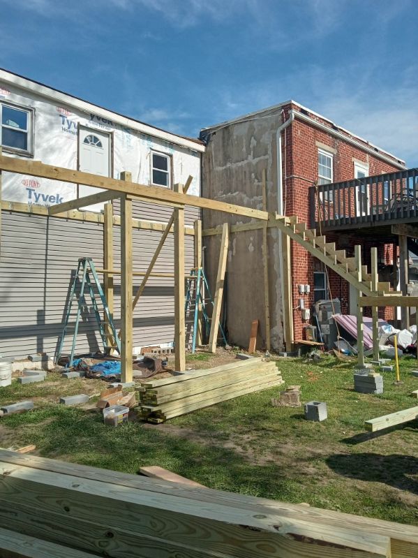 Materials staged mid-build