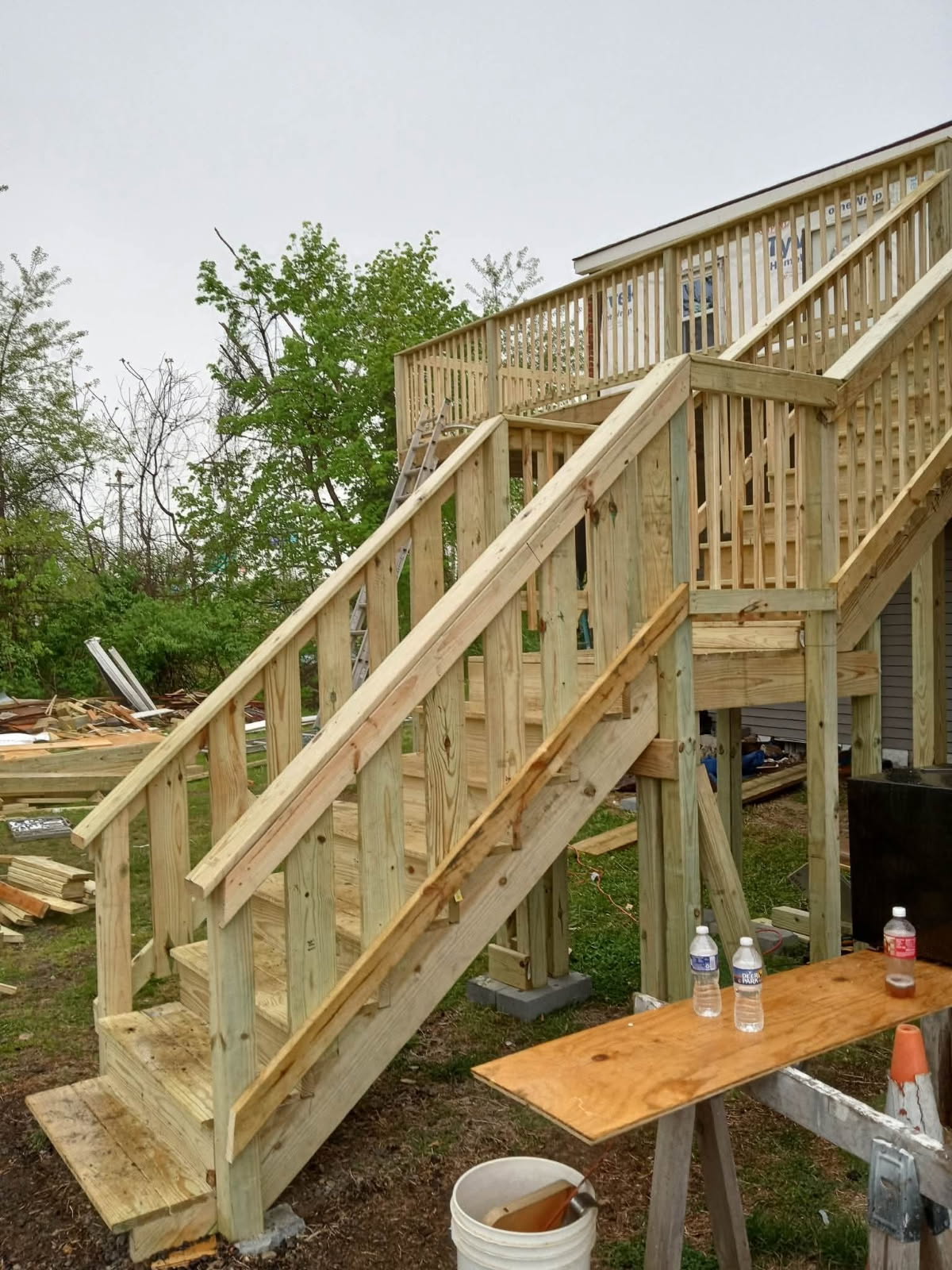 Deck and staircase, new lumber and railings