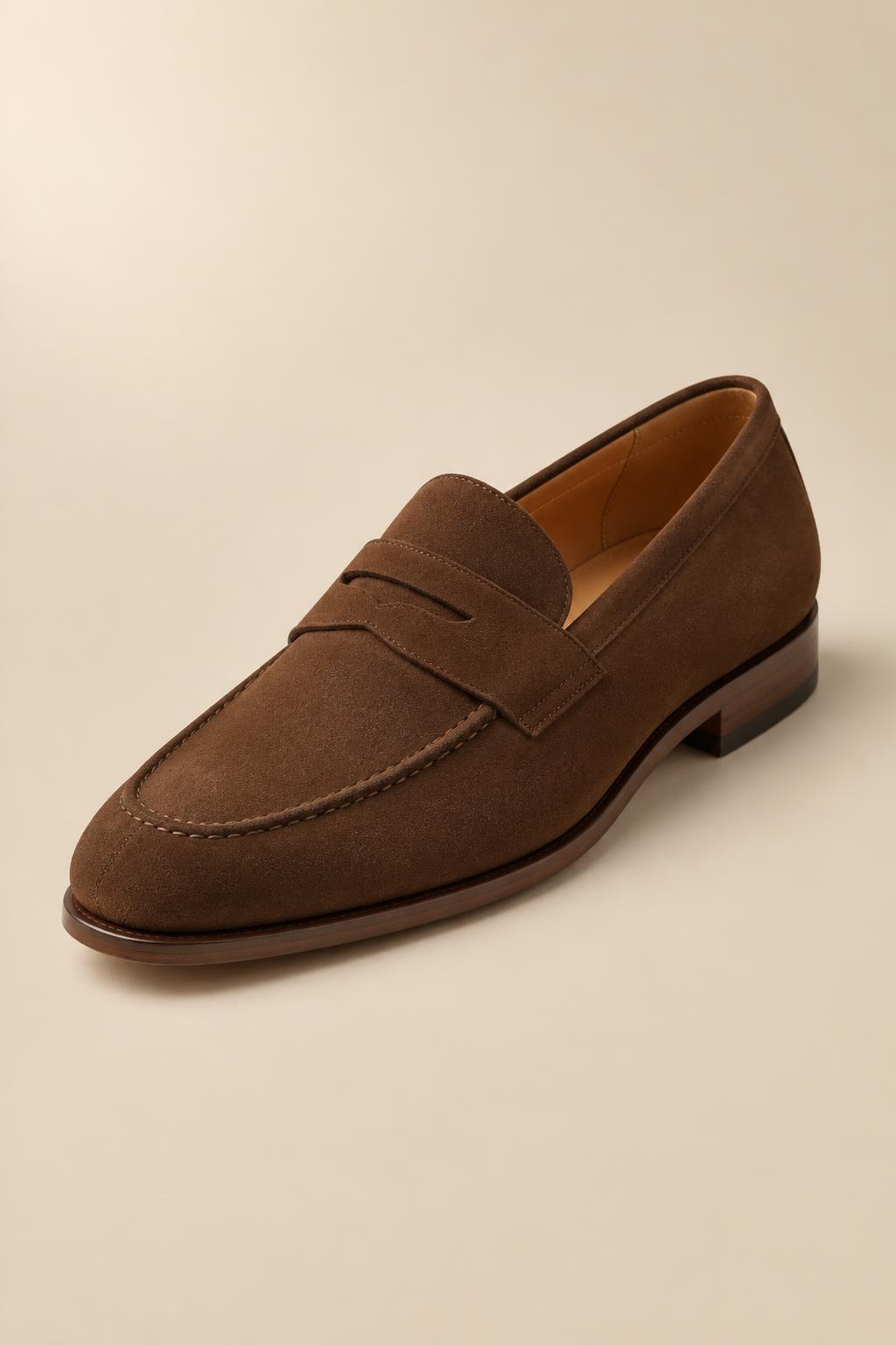 Brown Suede Penny Loafer
