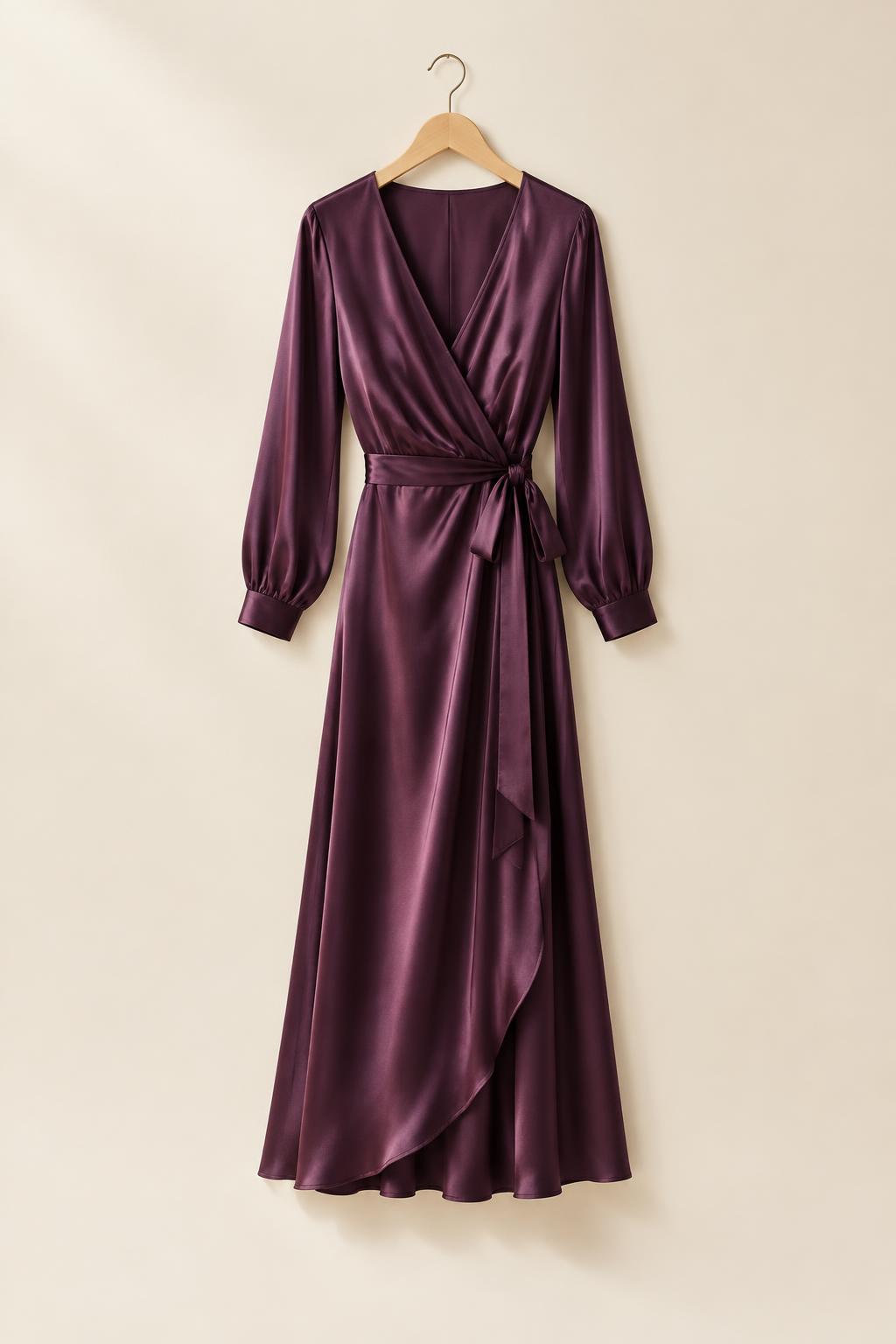 Plum Silk Wrap Dress