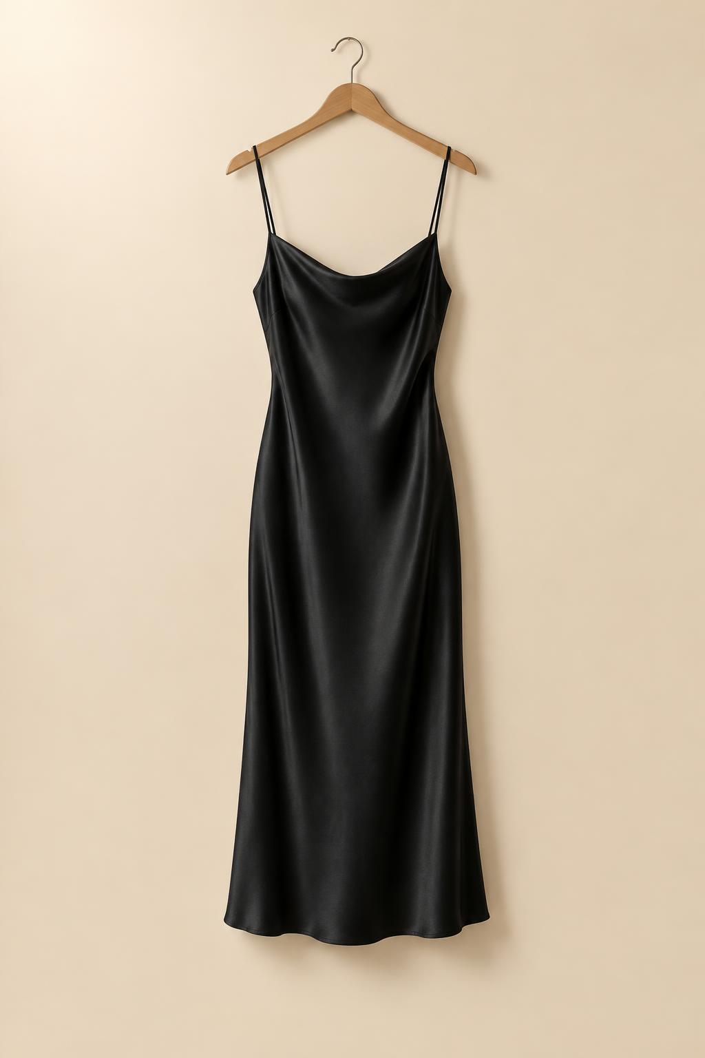Black Satin Slip Dress