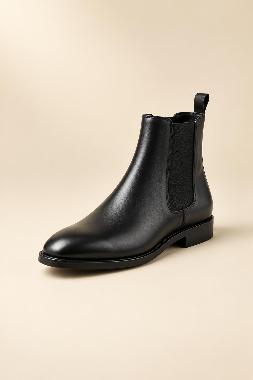 Black Leather Chelsea Boot