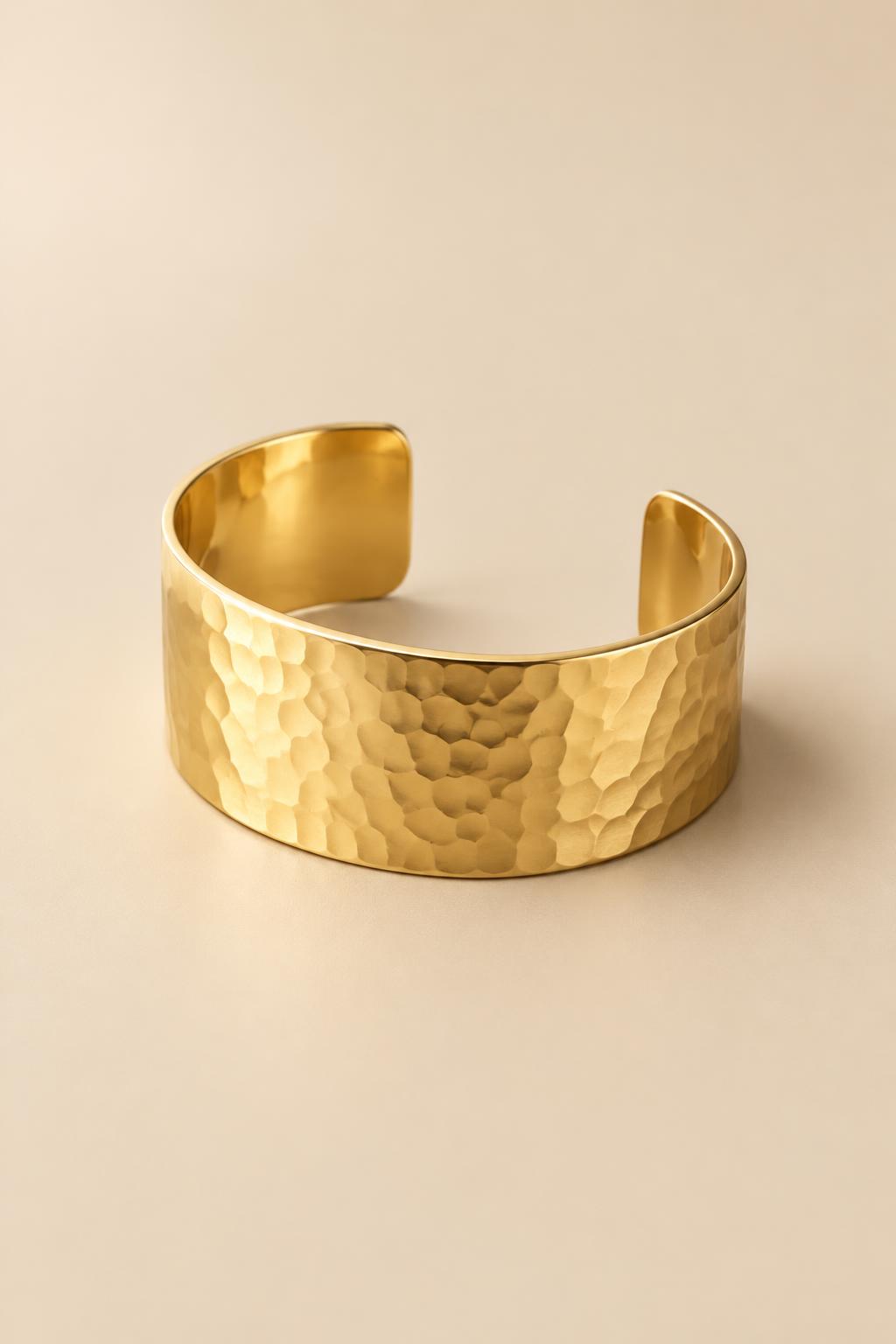 Gold Hammered Cuff Bracelet