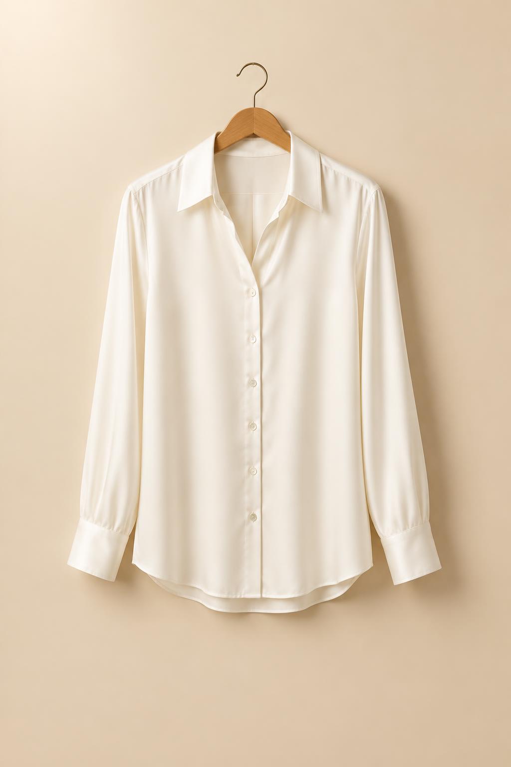 Ivory Silk Button-Down Blouse