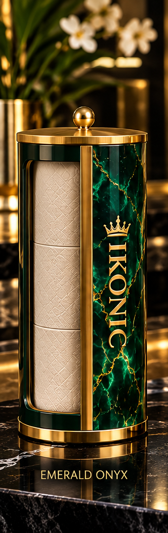 Emerald Onyx holder, cut from natural stone with a gold rim