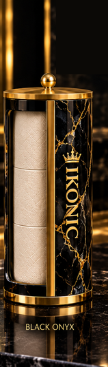 Black Onyx holder, cut from natural stone with a gold rim