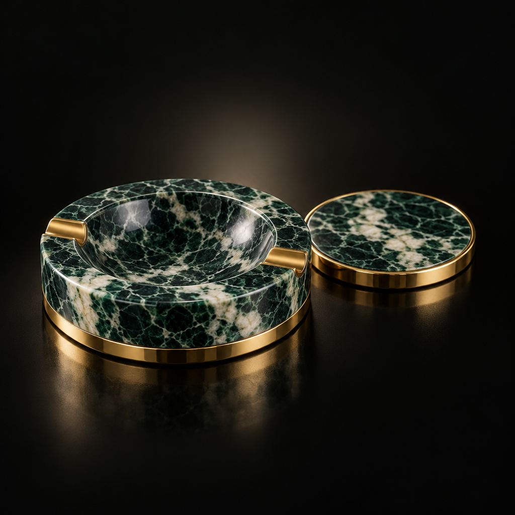 The Round Ashtray & Coaster Pair